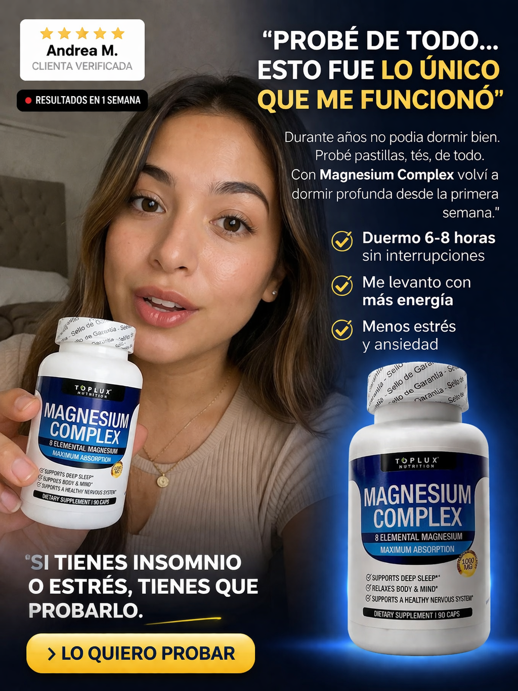 Duerme Profundo Desde la Primera Noche y Despídete del Estrés con Magnesium Complex